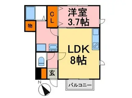 デザインコート堀切菖蒲園A棟(1LDK/1階)の間取り写真