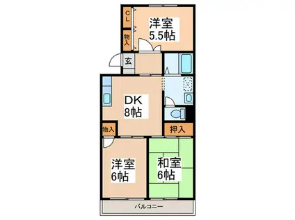 INOVE横濱長津田(3DK/1階)の間取り写真