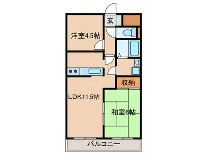 ラ・ヴィ・アン・ローズF&K(2LDK/3階)の間取り写真