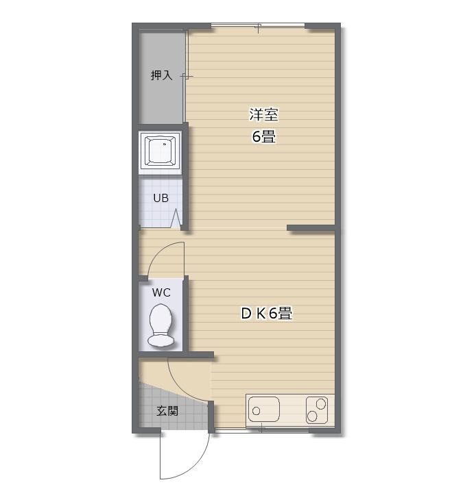 コーポやまこし(1DK/2階)の間取り写真