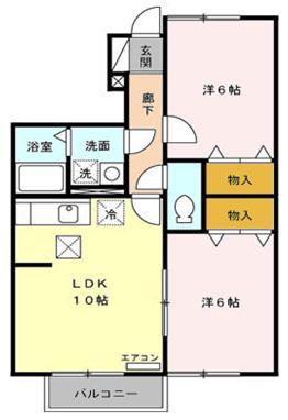 グレイタス川元B(2LDK/1階)の間取り写真