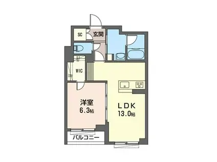 グランレーヴ上小町(1LDK/2階)の間取り写真