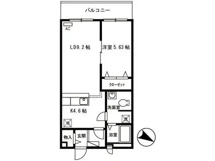 ヴィレッジロイヤル中央台高久(1LDK/2階)の間取り写真