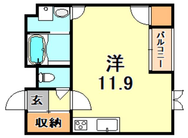 平野レジデンス(ワンルーム/1階)の間取り写真