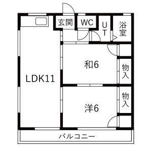 栗木山ハイツ 2棟(3DK/2階)の間取り写真