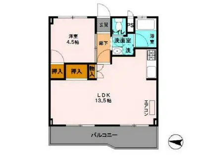 農住メゾン霞(1LDK/1階)の間取り写真