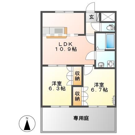 アイル・プティ(2LDK/1階)の間取り写真