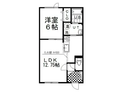 BELIERI(1LDK/1階)の間取り写真