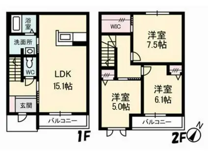 メゾン・ベルジュ(3LDK/1階)の間取り写真
