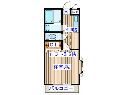 プチ・シャトー(1K/1階)の間取り写真