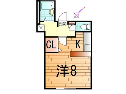 ヴィレッジアルカディア(ワンルーム/1階)の間取り写真