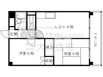 メゾンド石本(2DK/4階)の間取り写真