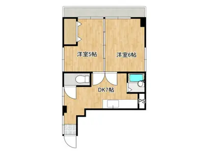 岡崎ビル(2DK/3階)の間取り写真