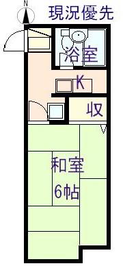 メゾンアルカディア御門(1K/2階)の間取り写真