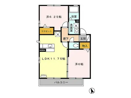 レオ シェスタ(2LDK/1階)の間取り写真