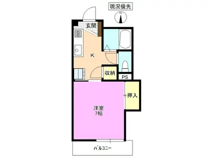 メラベルデS(1K/1階)の間取り写真