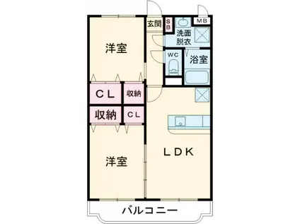はなみずきII番館(2LDK/3階)の間取り写真