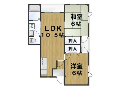 コーポZENZO(2LDK/2階)の間取り写真