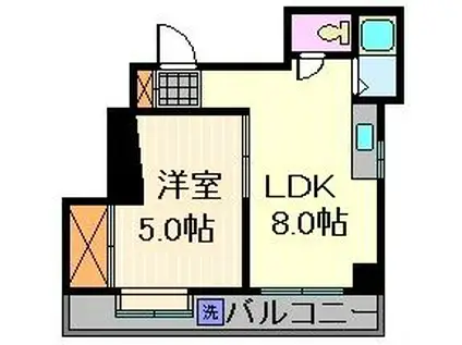 ハイツ高橋(1LDK/2階)の間取り写真