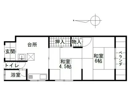 佐々木アパート 2F西(2K/1階)の間取り写真
