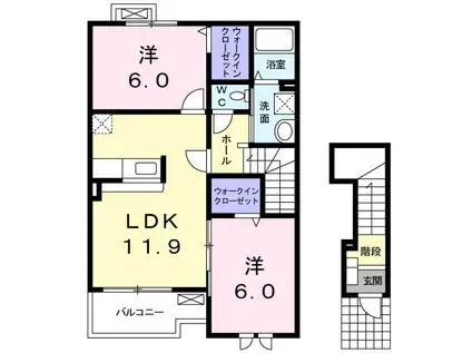 エテルノII(2LDK/2階)の間取り写真