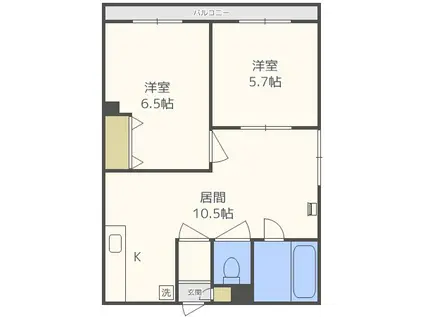 佐々木ハイツ(2LDK/3階)の間取り写真