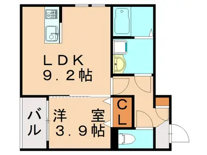 グランレーヴ井尻A(1LDK/2階)の間取り写真
