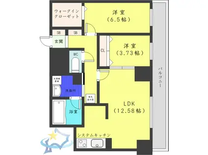 レジディア大通西(2LDK/11階)の間取り写真