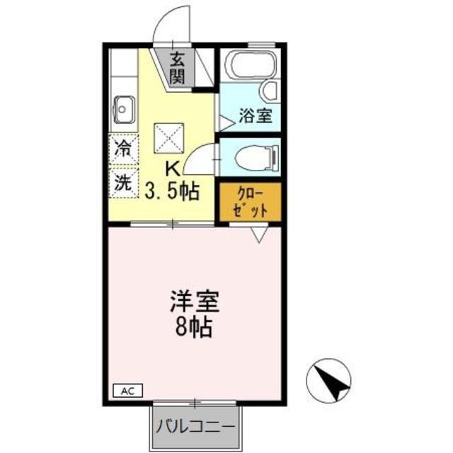 シャルマン・S(1K/1階)の間取り写真
