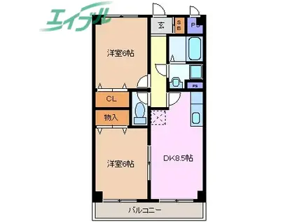 ルーブル後藤(2DK/3階)の間取り写真