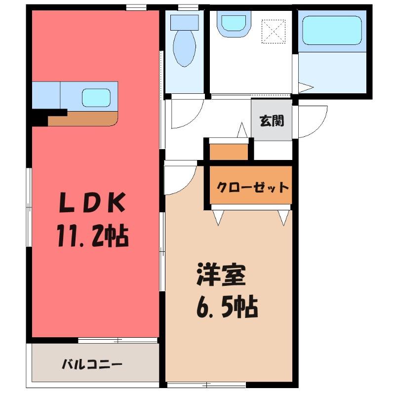 カルミアA(1LDK/1階)の間取り写真