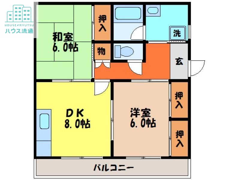 あおいハイツ(2DK/1階)の間取り写真