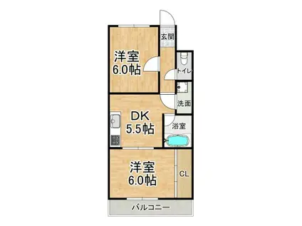 マリンクレール野田(2DK/3階)の間取り写真