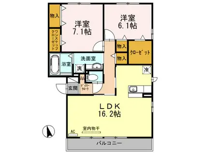 D-ROOM竹谷(2LDK/3階)の間取り写真