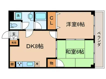 嵐山ショコラ(2DK/2階)の間取り写真