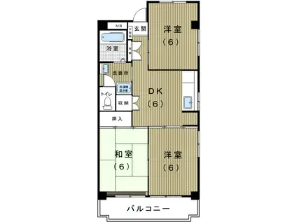根の上マンション(3DK/1階)の間取り写真