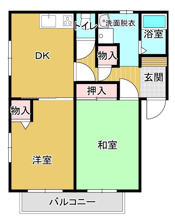 シャノンコートII(2DK/1階)の間取り写真