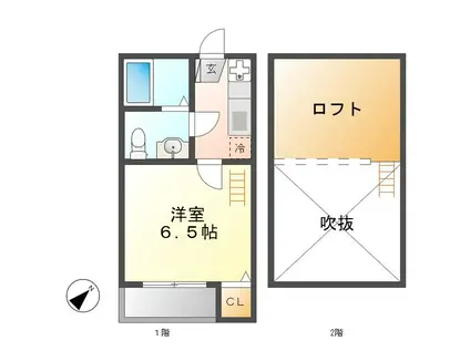ラピュタ7(1K/1階)の間取り写真