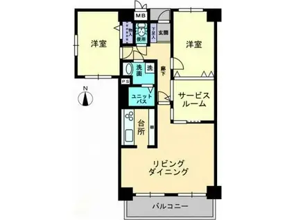サーパス木太II(2SLDK/8階)の間取り写真