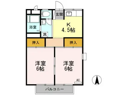 エステート中島北館(2K/2階)の間取り写真