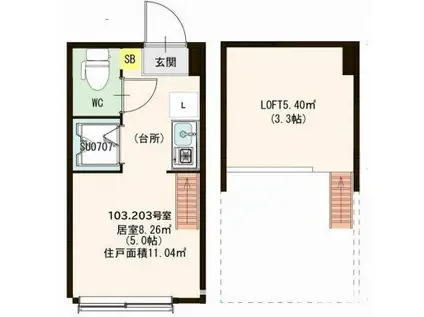 ハーモニーテラス大井II(ワンルーム/1階)の間取り写真