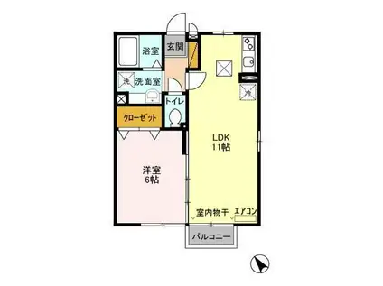 アメージング B(1LDK/1階)の間取り写真