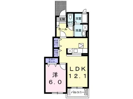 シイナハイツII(1LDK/1階)の間取り写真