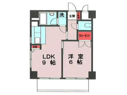 YKD大山(1LDK/8階)の間取り写真