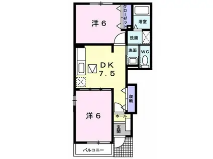 アンジュメゾン I(2DK/1階)の間取り写真