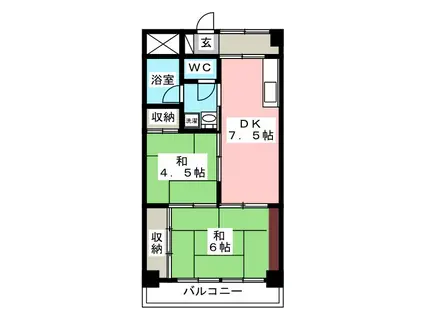 ハイタウンみずほIII(2DK/8階)の間取り写真