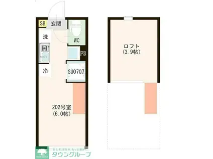 STELLA(ワンルーム/2階)の間取り写真