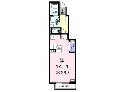 ドルチェII(ワンルーム/1階)の間取り写真