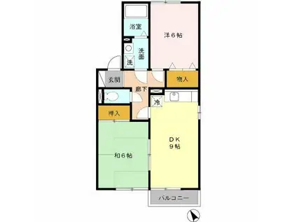 第5グリーンハイツ A棟(2DK/1階)の間取り写真