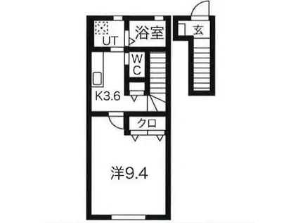 ブランシュノワール藤沢 A(1K/2階)の間取り写真